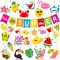 Summer Party Decorations, Beach Party Decor Includes Hello Summer Banner Beach Hanging Swirls and Garland, Summer Decorations for Office Classroom, Pool Decorations